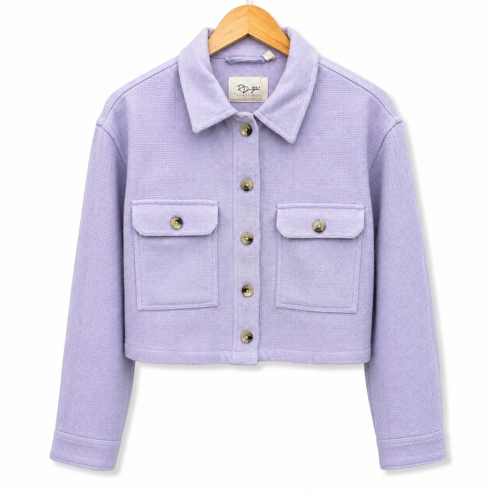 RD Style Conscious Lavender Purple Cropped Shacket‎ Jacket Womens Large NWOT